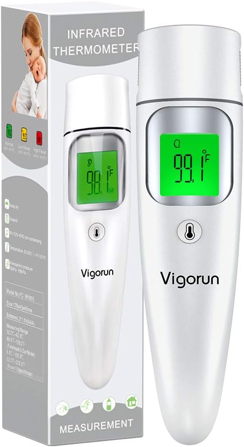 Vigorun Forehead and Ear Thermometer for Fever, Digital Infrared Temporal Thermometer, Instant Accurate Reading for Baby Kids and Adults