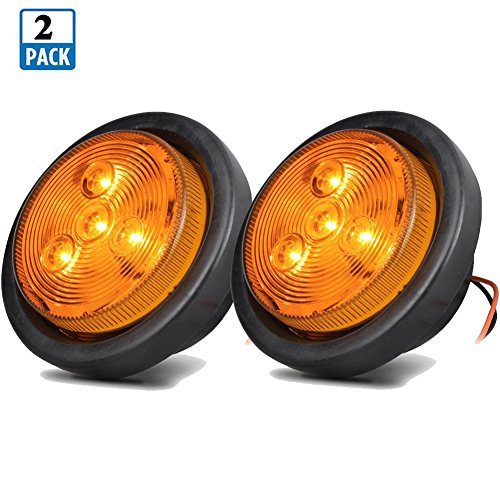 NEW SUN 2.5" Round LED Marker Lights RV Boat Trailer Lights Sealed Lens Amber LED Clearance 4 Diodes 12V 2Pack - Thumbnail 7