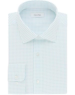 Calvin Klein Men's Non Iron Regular Fit Print Spread Collar Dress Shirt