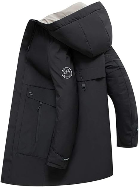 Amazon Co Jp ジャケット男性のフード付きで取り外し可能な絶縁ライナー 冬暖かいファッションコートミディアムロング 風邪メンズジャケットダウン 色 黒 サイズ 170 ホーム キッチン