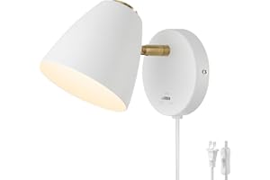 OIYIO Modern Plug in Wall Sconces, White LED Wall Lamp, 3 Color Dimmable Indoor Sconce Wall Lighting, Small Wall Mounted Reading Light, Plug in Wall Light as Kid Room, Living Room, Bedroom, Bedside