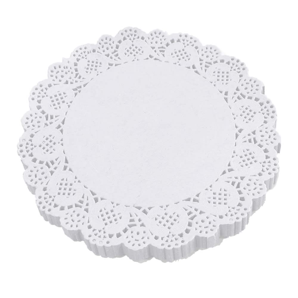 Photo 1 of 4 Inch Round Paper Doilies - Small White Lace Disposable Paper Doilies - for Crafts,Cakes,Food, Desserts, 100 PCS