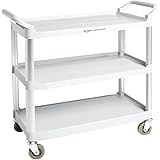 AmazonCommercial 3 Shelves Utility Cart with 400 lbs Loading Capacity, Grey (613)