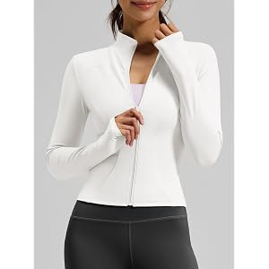 Women’s Full Zip Long Sleeve Running Jacket, High Stretch Slim Fit Athletic Top for Workout Yoga and Daily Sports