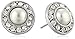 1928 Jewelry Bridal Silver-Tone Crystal and Simulated Pearl Button Stud Earrings