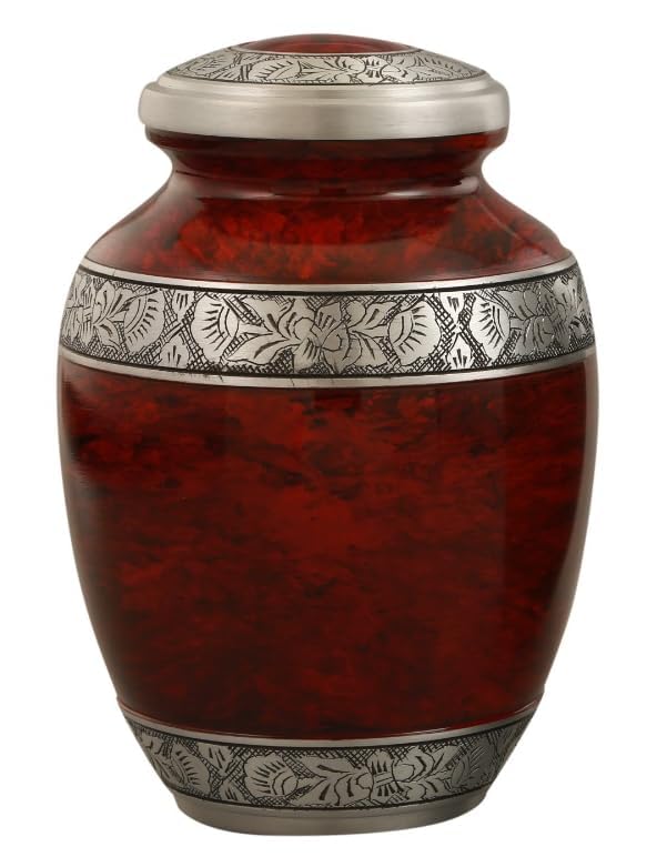 Royal Rapture Urn for ashes Jar Cremation Funeral Memorial Love Urns decorative Aluminium Adult Human Child (Red 10" Large) RJM02-04