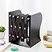 JIARI Adjustable Metal Bookends with Expandable Design, Black, Heavy-Duty Book Organizers for Shelves (Black)