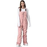 SEARIPE Womens Ski Pants Waterproof Ski Bibs Women Insulated Snow Bibs Adjustable Overalls Ripstop Snowboard Pant(L-Pink,L)