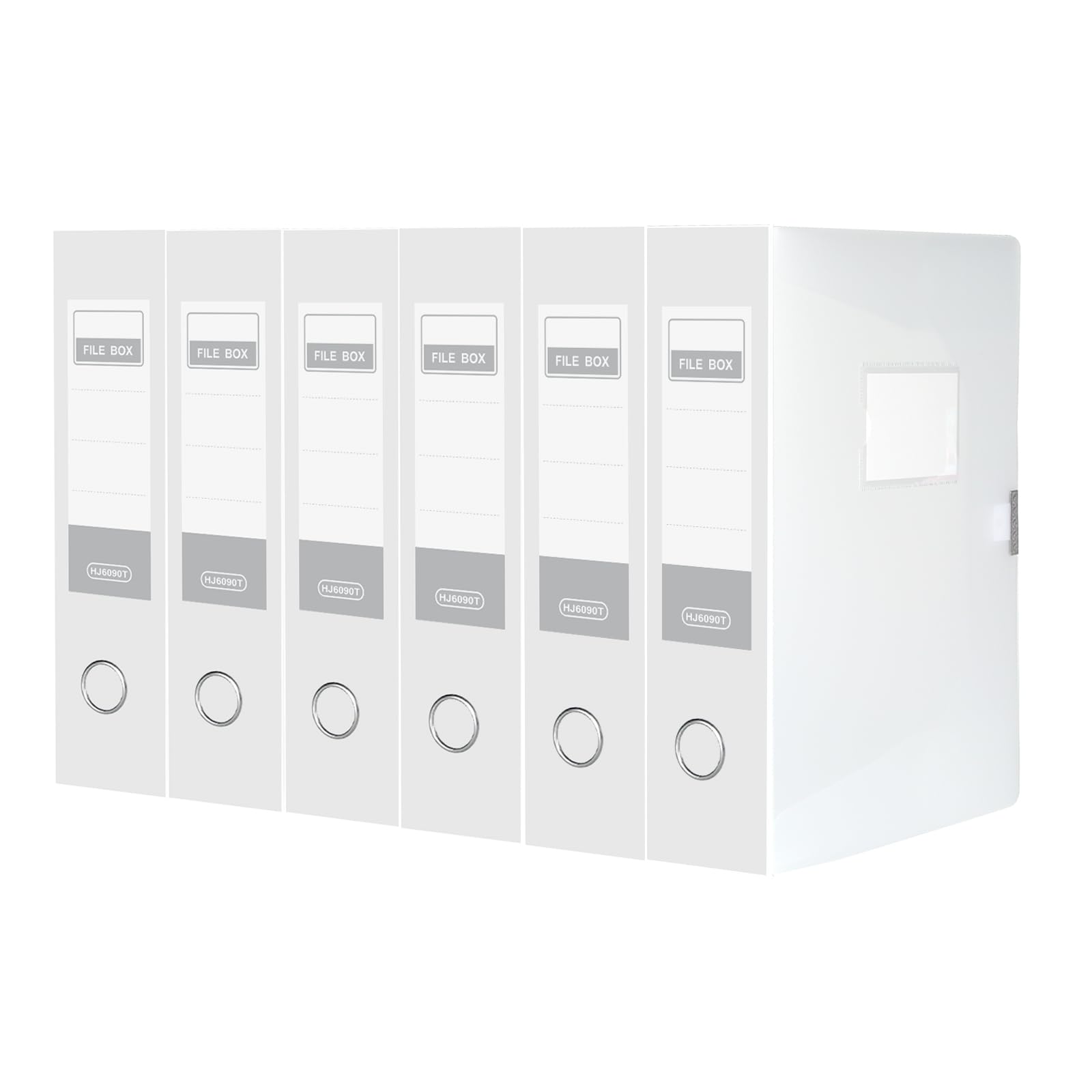 DONGLI 6 Pack A4 Transparent File Boxes, Professional, 75mm Spine, Waterproof, Lightweight, Foldable