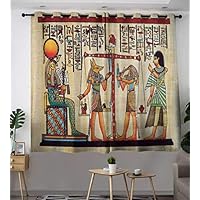 Bohogifts Egyptian Grommet Curtains Papyrus with Egyptian Ancient Manuscript and Historical Scenery Picture Print Customized Window Blind Curtain for Bedroom 55