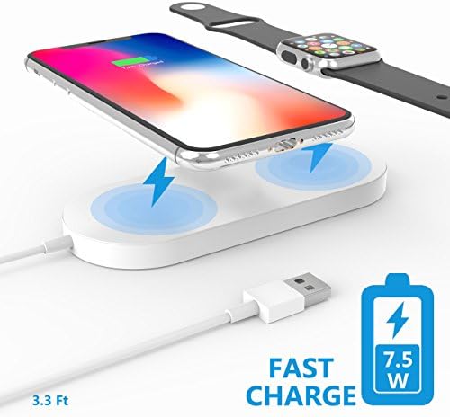Apple Watch Charger,Belker Qi-Standard 2 in 1 Wireless Fast Charger to Power Your New iPhone and Apple Watch Simultaneously,Design for iPhone X/8/8 Plus and Apple Watch,Samsung Series