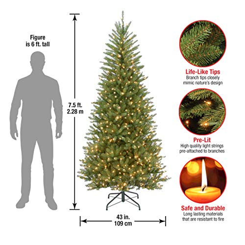 National Tree Company PreLit Artificial Slim Christmas Tree, Green