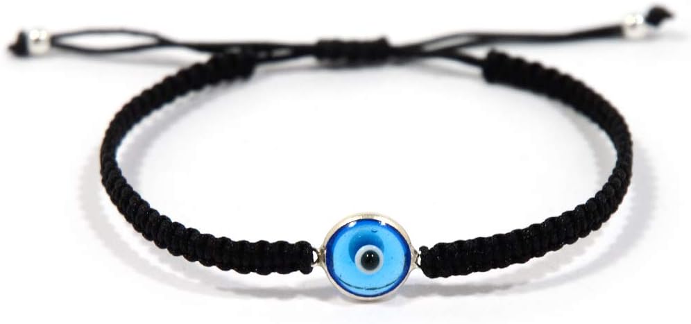 The Classic Glass & Silver Evil Eye Charm Bracelet for Men and Women - Simple and Classic