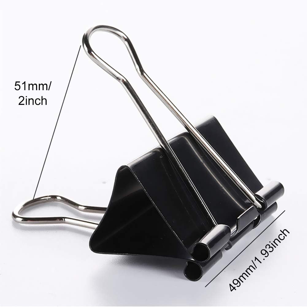 24 Packs Extra Large Binder Clips, 2 Inch Big Paper Clamps for Office, School and Home Supplies, Black : Office Products