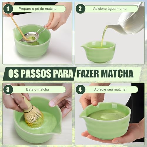 Kit 5 Conjunto Matcha, Kit Completo de Cerimônia do Chá Matcha, Ferramentas de Cerimônia de Chá, Conjunto de Chá Artesanal Batedor