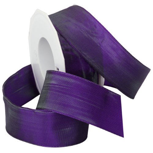 Morex Ribbon French Wired Lyon Ribbon, 1-1/2-Inch by 27-Yard Spool, Iridescent Purple