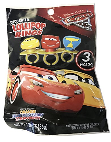 Disney Pixar Cars 3 Lightning McQueen Cruz and Piston Cup Lollipop Rings, 3 (1 Pack-3 Rings)