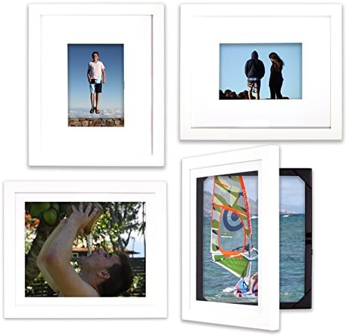 Dynamic Frames Dynamic Duo EZ Change Frame, Set of 4 - Stores up to 50, for 8x10 or 5x7 items, Front Opening, Vertical/Horizontal Display, Outer Dims each frame 12.75 x 10.75 x 1.38 inches, White