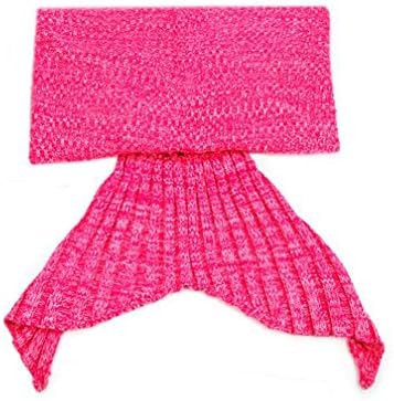 Peniya Blanket Mermaid Tail Shaped Knitted Handmade Blanket Warm Sleeping Bag Gift for Kids and Families in Christmas (70.8 x 35.4 inch, red)