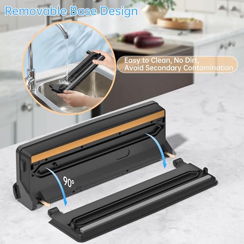 5-in-1 Vacuum Sealer with Cutting Function, 85 Kpa Vacuum Sealer for Meat, Vegetables & Cooling, with Digital Timer and 5 Vacuum Bags, for Kitchen and Long-Term Storage