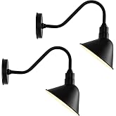 DENGNBJ 8" Farmhouse Gooseneck Sign Lights, Vintage Fixtures, 2-Pack | Extended arms provide coordinated lighting for shop signs, restaurant entrances, awnings, and exterior accent areas