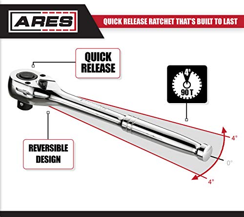 image for ARES 70306 | 1/2-inch Drive 90 Tooth Ratchet | Premium Chrome Vanadium