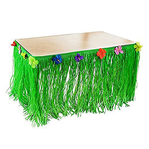 Hawaiian Table Skirt 9ft Luau Artificial Grass Tiki Table Skirt
