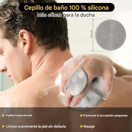 Set de cepillos corporales de silicona de 4 piezas, cepillo de mano no eléctrico con empuñadura antideslizante para un poder de limpieza superior y cerdas suaves para limpiar y masajear cada parte de su cuerpo. (Black)