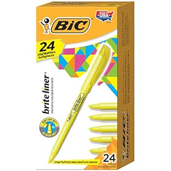 BIC Brite Liner Highlighter, Chisel Tip, Yellow, 24-Count