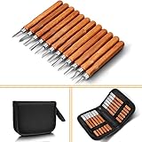 Wood Carving Tools, Adevena 12 Set SK2 Carbon Steel Sculpting Knife Kit for Beginners & Professions