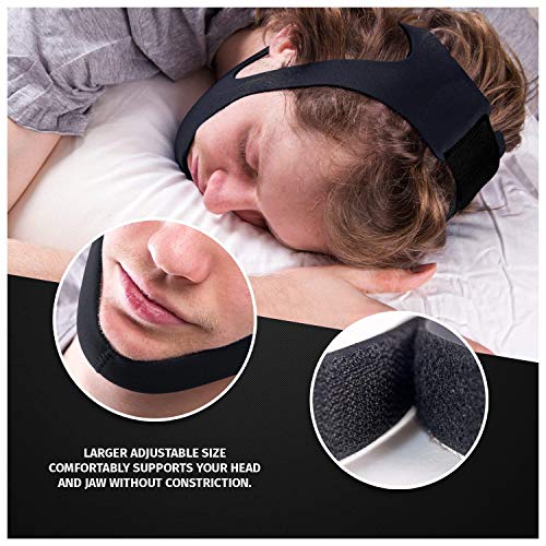 Large Adjustable Stop Snoring Chin Strap (Black)