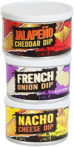 Jalapeno Cheddar Cheese Dip, Nacho Cheese Dip, &amp; French Onion Dip Cups- Gourmet Cheese Sauce Dipping Spread Trio! 26.5 Ounce EXTRA LARGE SIZE!