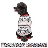 Blueberry Pet Nordic Pattern Inspired Fair Isle Black and White Snowflakes Dog Sweater, Back Length 10