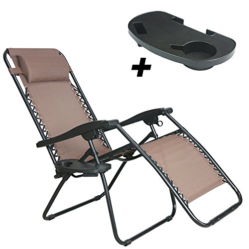 UPC 719707680148, PARTYSAVING Infinity Zero Gravity Outdoor Lounge Patio Pool Folding Reclining Chair (Brown)