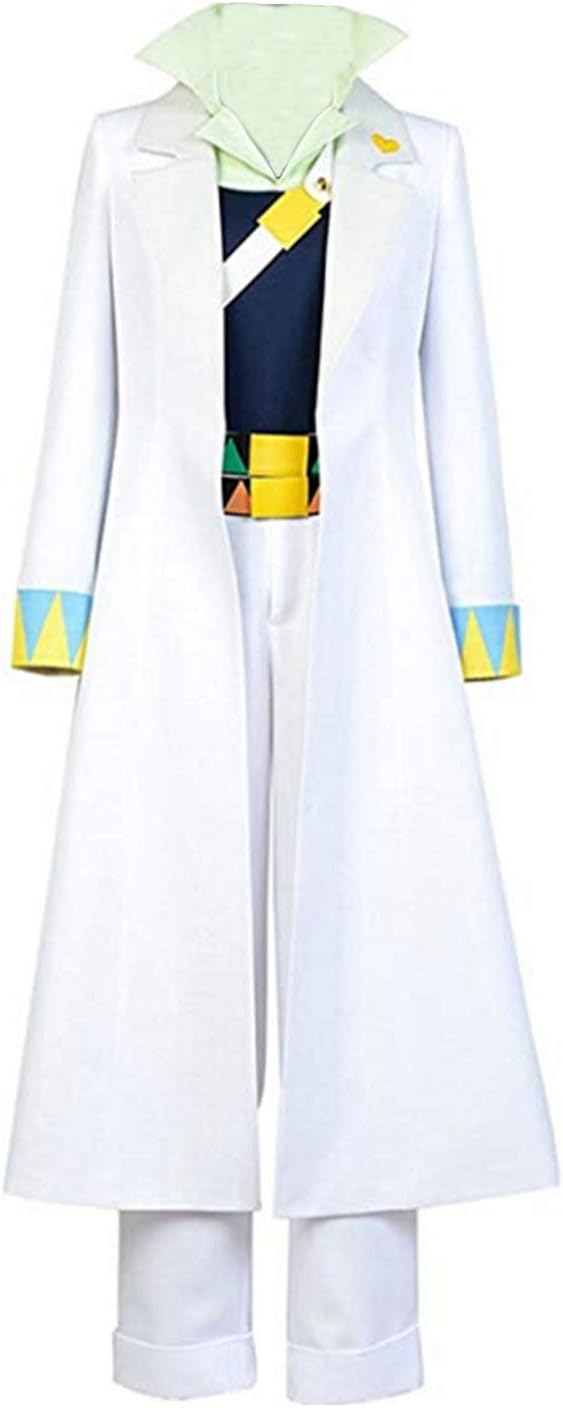 lancoszp Men JoJo's Bizarre Adventure Kujo Jotaro Cosplay Costume Halloween Long White Coat Pants Full Set