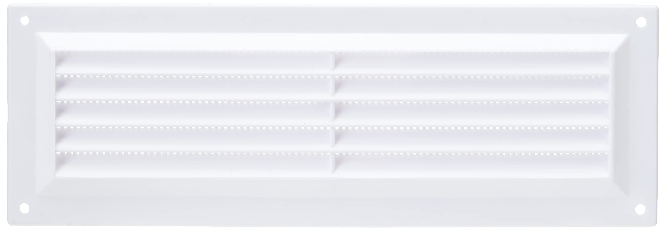 Merriway BH01157 Fixed Louvre Air Vent Grille with Flyscreen (Overall Vent Size: 229 x 76mm), White Plastic