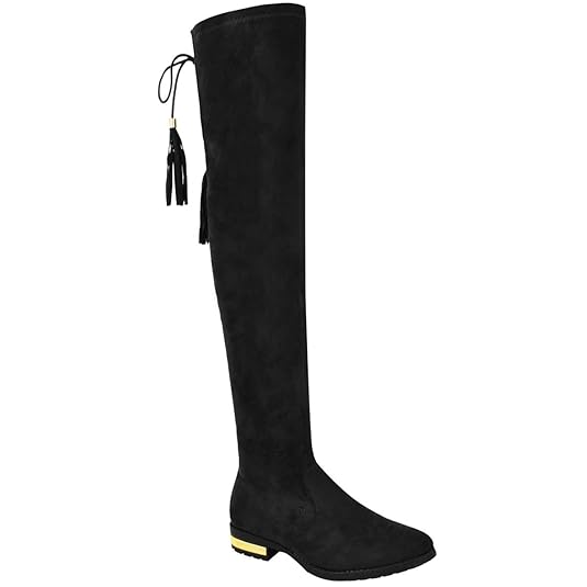 Damen Overknee-Stiefel mit Weitschaft - elastisch - flacher Absatz