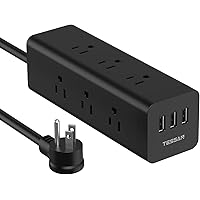 TESSAN Power Strip Surge Protector, Flat Plug Extension Cord with 9 AC Outlets and 3 USB Ports, 6.5 FT Power Cord 15A…