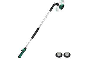 Seatern Telescoping Watering Wand for Garden Hose, 36”-54” Adjustable, 10 Spray Patterns, Heavy-Duty Hose Nozzle with Thumb Control & Pivoting Head, Ideal for Hanging Baskets and Shrubs, Green