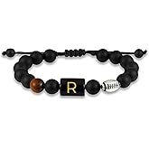 Easter Basket Stuffers-Football Gifts for Boys Men Youth Junior Coach Team Kids Player Initial with A-Z Letter Football Beaded Bracelets Party Favors Accessories Adjustable 5.5''-10'' Jewelry Gifts