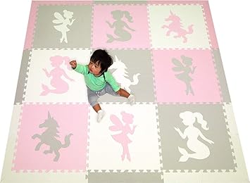 pink and grey foam play mat