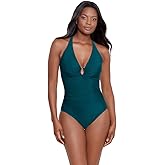 Miraclesuit Women's Swimwear Razzle Dazzle Bling Soft Cup Halter Tummy Control One Piece Swimsuit