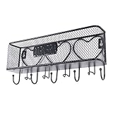 Corneria Wall Mount Mail Letter Key Rack Holder Organizer, Black