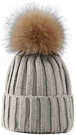 grey fluffy bobble hat
