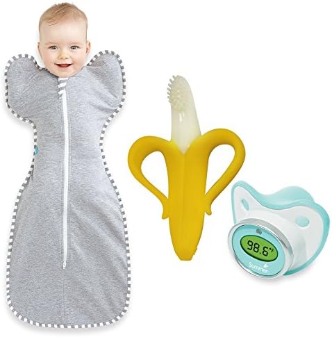Love To Dream Swaddle Up Original (Extra Small) with Banana Brush and Pacifier Thermometer, Gray