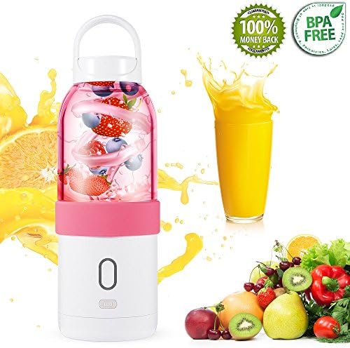 Blender for Shakes and Smoothies USB Rechargeable Portable Blender Gadgets for Women , Men , Children Smoothie Blender for Travelling Travel Blender 17oz (Pink)