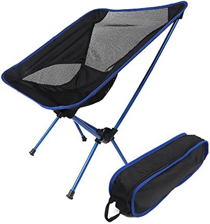 XJAMUS Portable Folding Camp Chairs with Carry Bag ,Lightweight Outdoor MoonChair for Picnic Fishing Camping Hiking (Lake Blue)