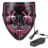 Anroll Halloween Mask LED Light Up Mask for Festival Cosplay Halloween Costume Pink