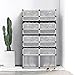 iKayaa DIY Plastic Shoes Rack 16 Cube Water-Proof Shoes Storage Organizer Cabinet with Door for 32 Pairs, 2 extra large Cube for Boots