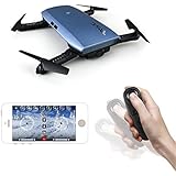 Noiposi RC Drone Quadcopter JJR/C H47 Elfie Foldable Selfie Pocket Drone Gravity Sensor Mode One hand Remote Control Mini Quadcopter with 2.0MP 720 HD Camera (Blue)